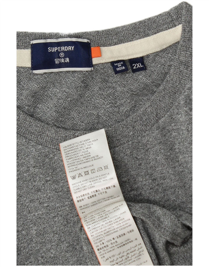Superdry Camiseta para hombre Top 2XL Algodón moteado gris