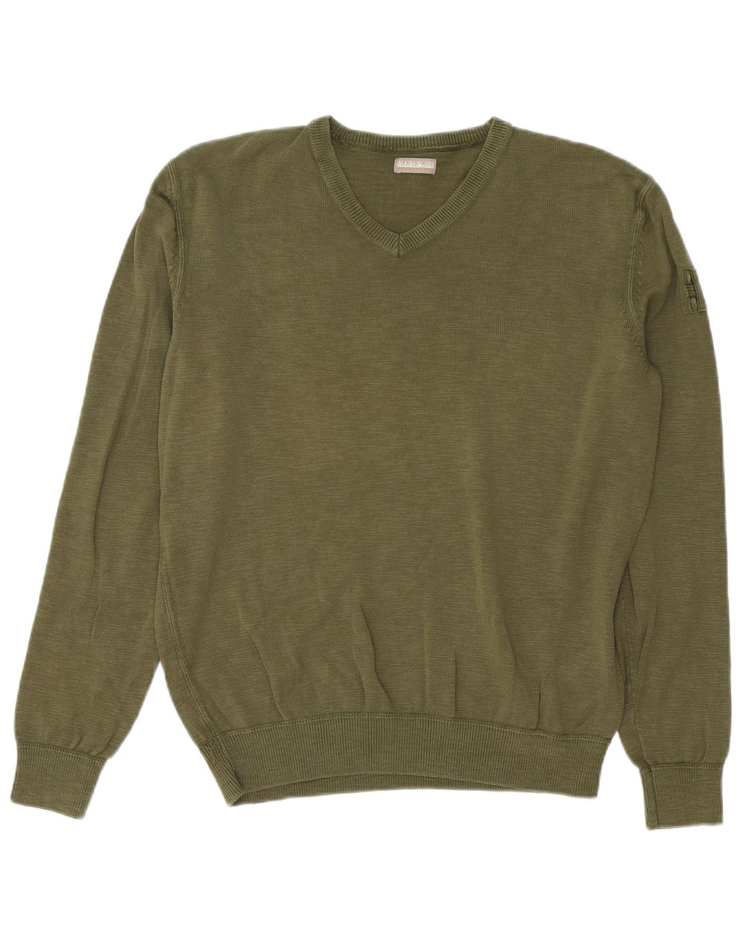 Napapijri Jersey Con Cuello En V Para Hombre Algodón Caqui Medio