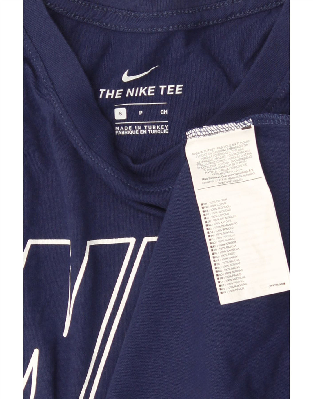 NIKE Camiseta gráfica para hombre Top Small Azul marino Algodón