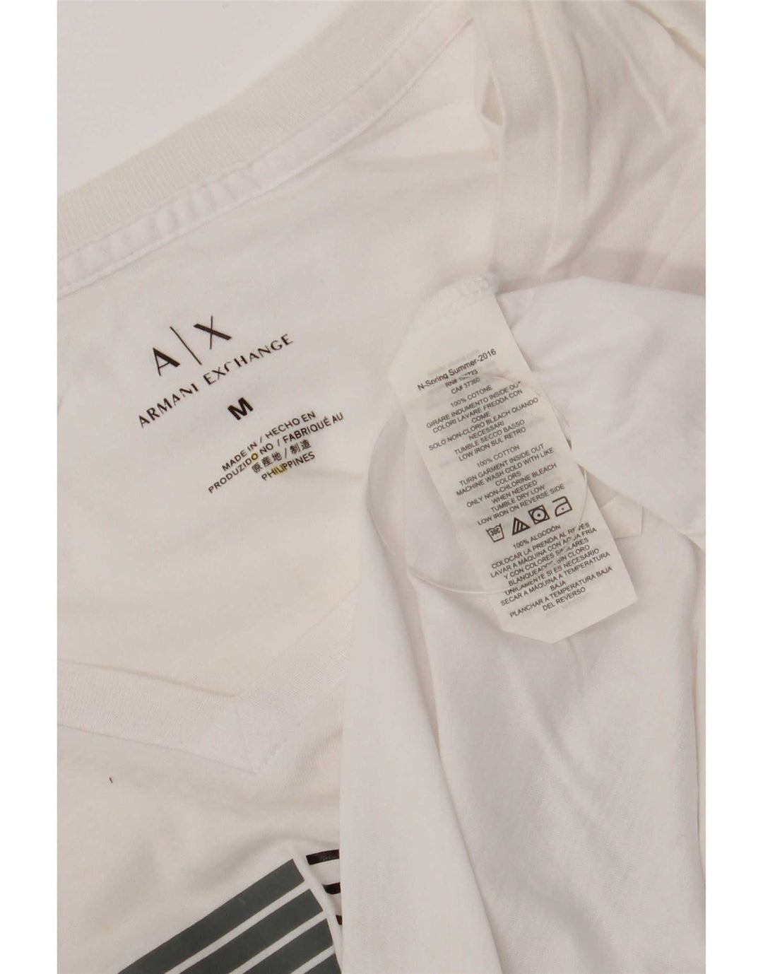 Armani Exchange Camiseta gráfica para hombre Top Medium White Cotton