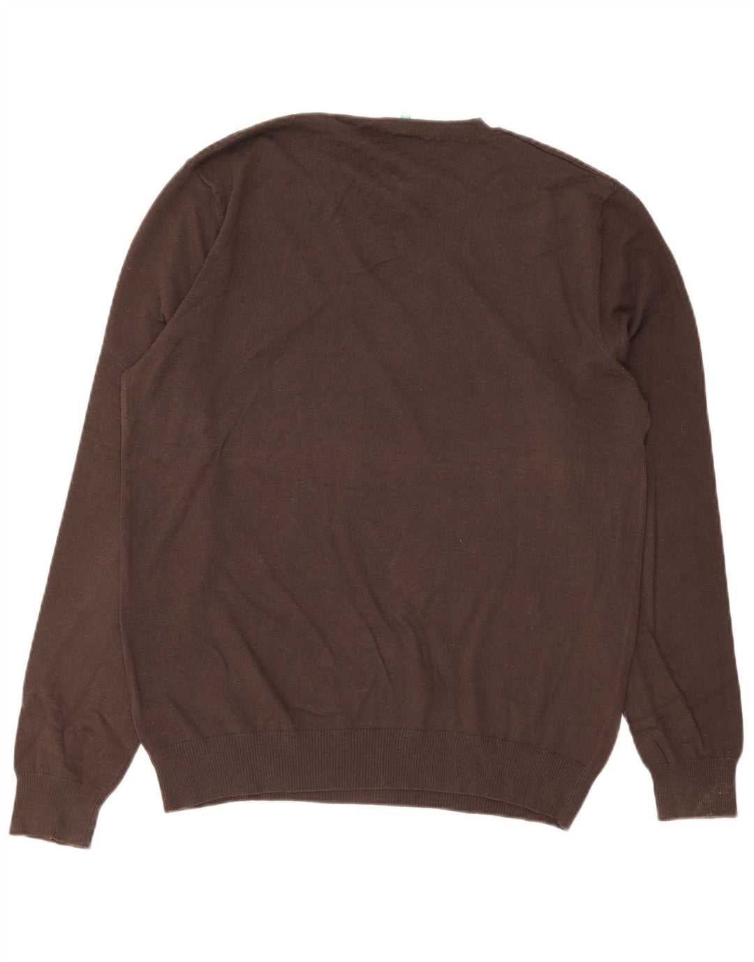 Benetton Jersey Con Cuello En V Para Hombre Large Marrón Algodón