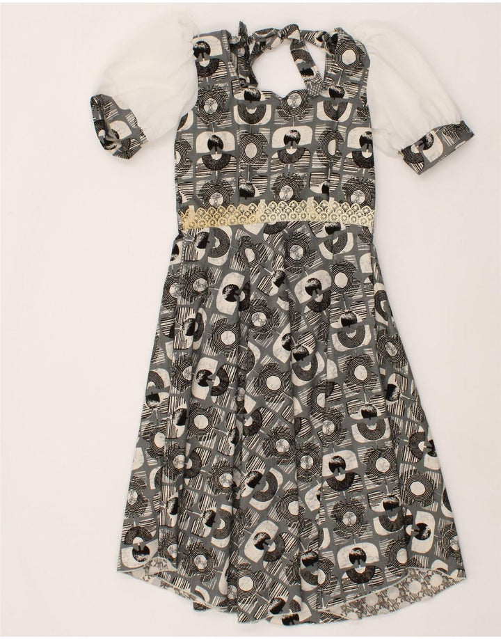 VINTAGE Womens Abstract Pattern A-Line Dress UK 8 Small Grey Vintage Vintage and Second-Hand Vintage from Messina Hembry 