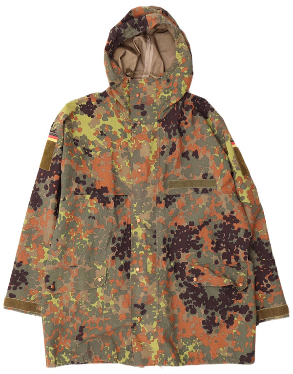 Chaqueta militar con capucha vintage para hombre IT 52/54 XL camuflaje caqui