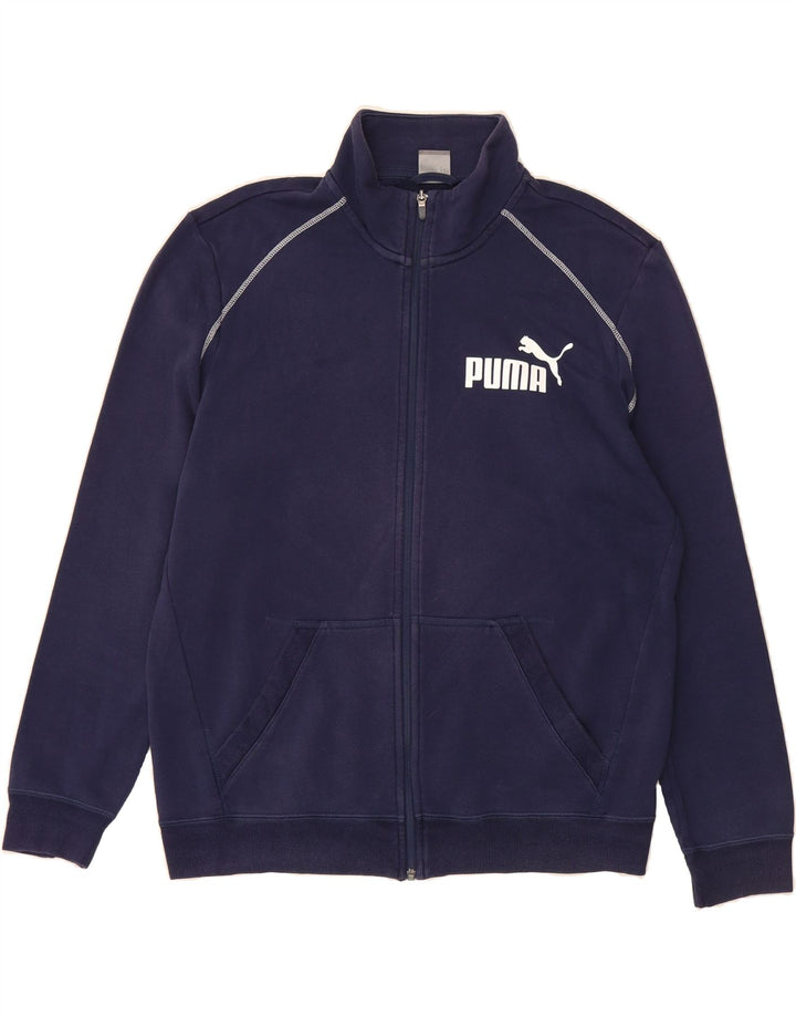 PUMA Mens Graphic Tracksuit Top Jacket Large Navy Blue Cotton Vintage Puma and Second-Hand Puma from Messina Hembry 