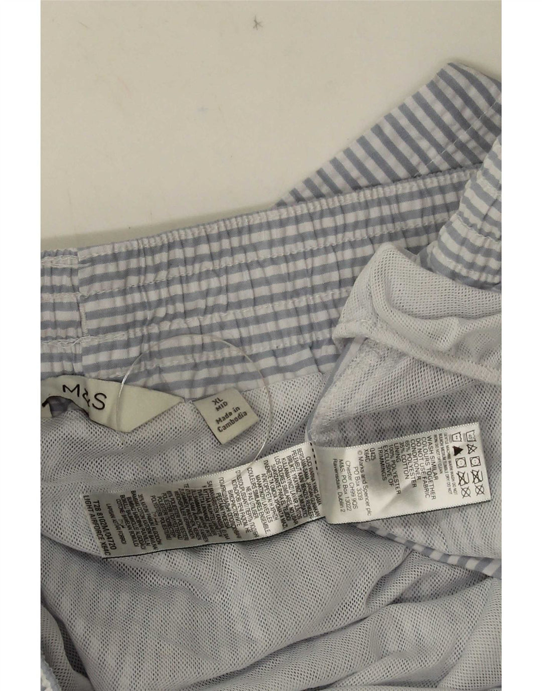Marks & Spencer Bañador para hombre XL Azul Poliéster a rayas
