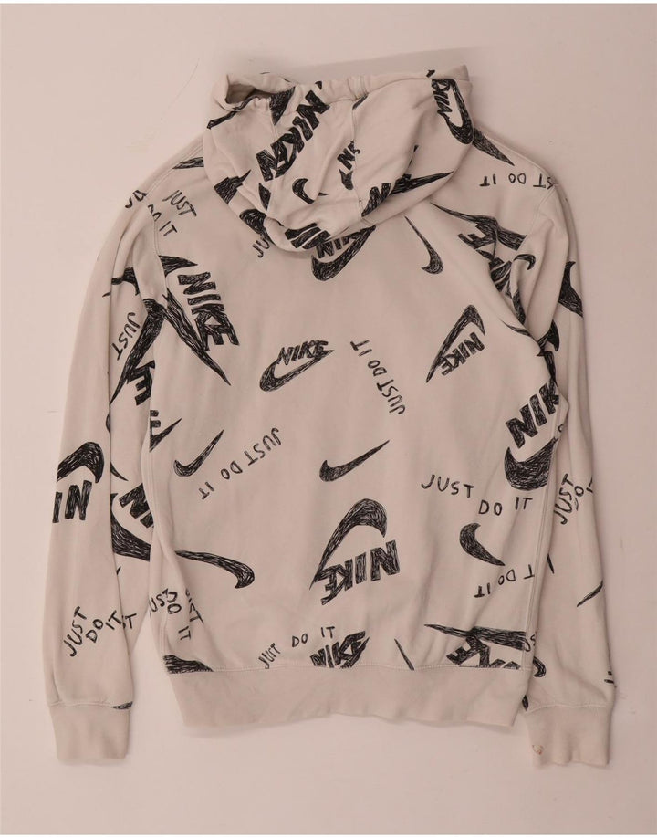 Nike Jersey con capucha y estampado gráfico para hombre, talla pequeña, de algodón blanco roto