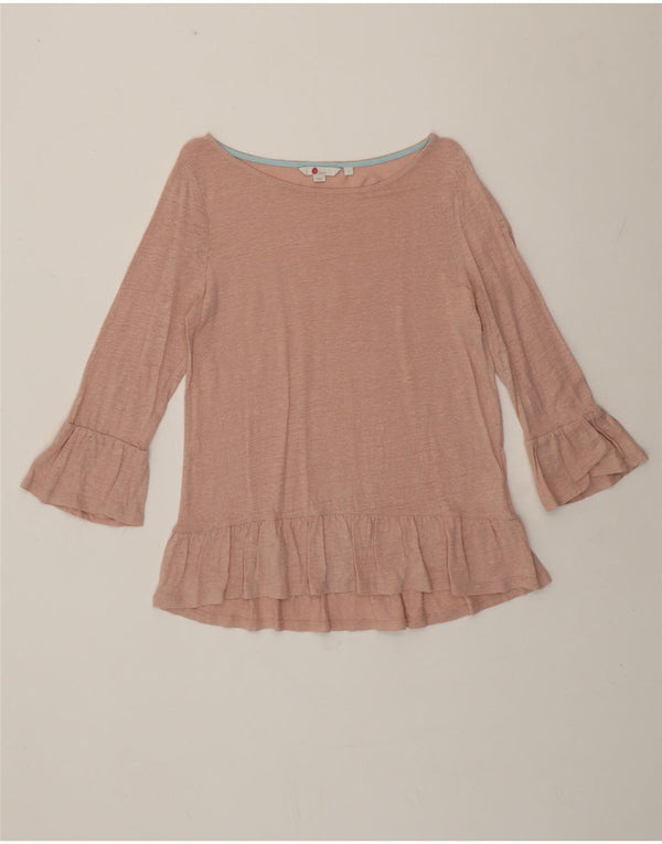Boden Blusa de manga 3/4 para mujer UK 8 Small Pink Linen