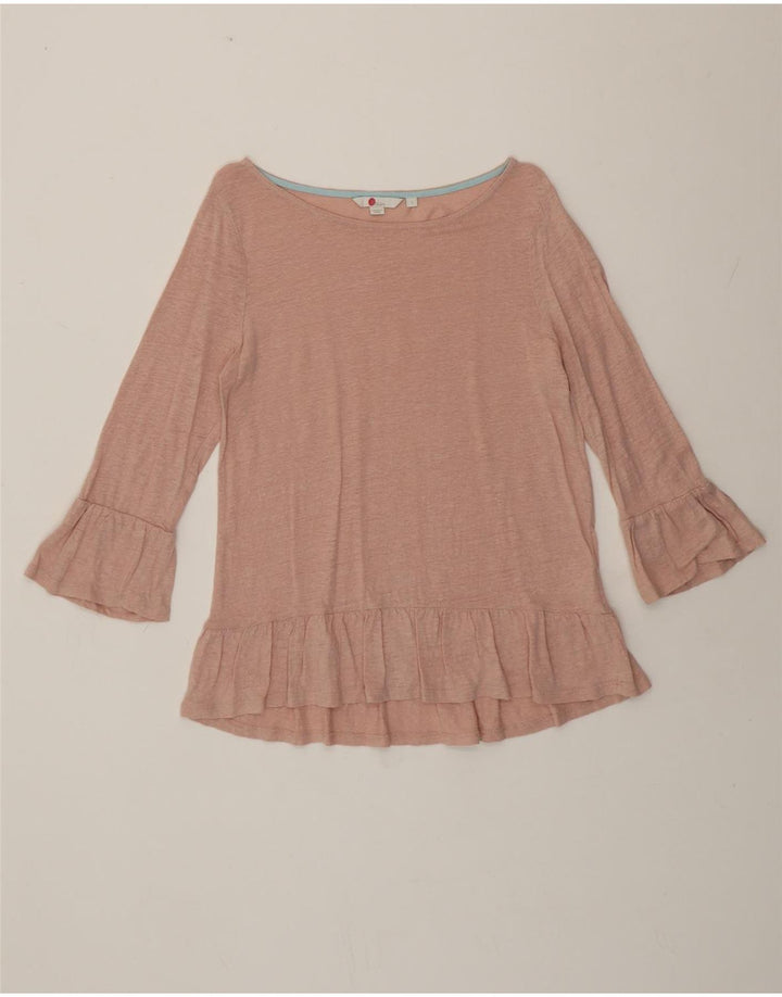 Boden Blusa de manga 3/4 para mujer UK 8 Small Pink Linen