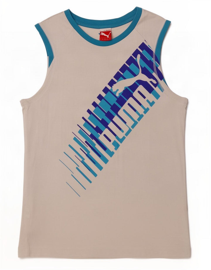 Puma Camiseta Sin Mangas Con Gráfico Para Hombre Algodón Blanco Mediano