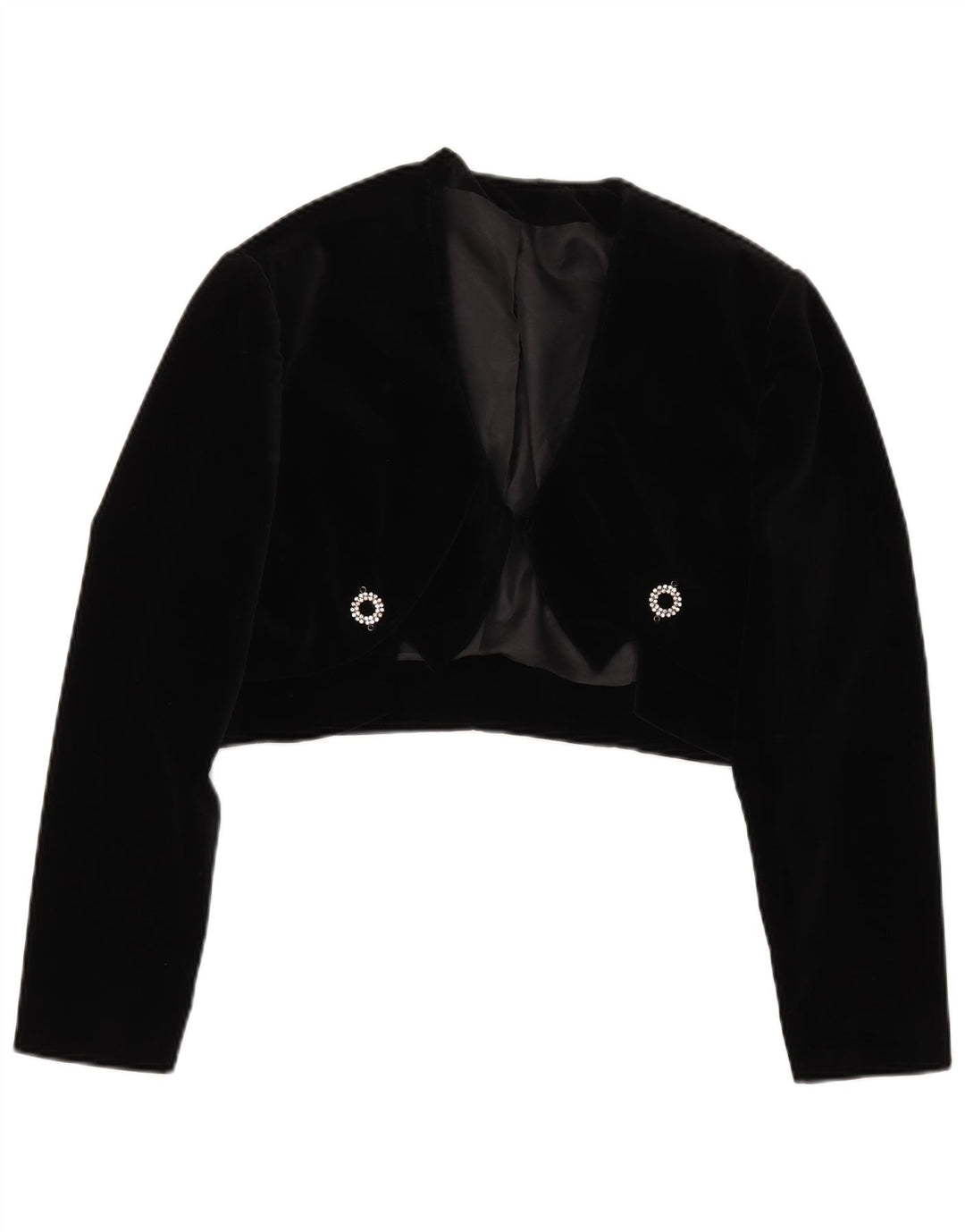 Vintage Mujer Bolero Chaqueta IT 48 XL Algodón Negro