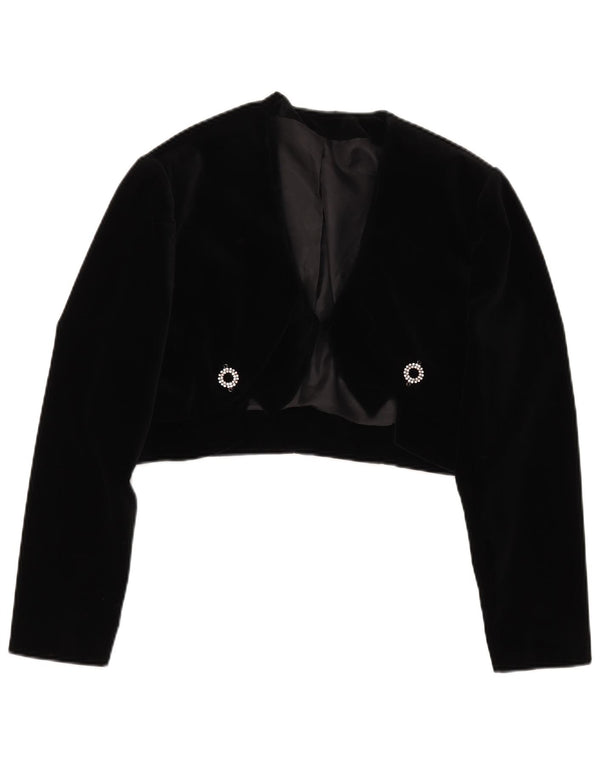Vintage Womens Bolero Jacket IT 48 XL Black Cotton