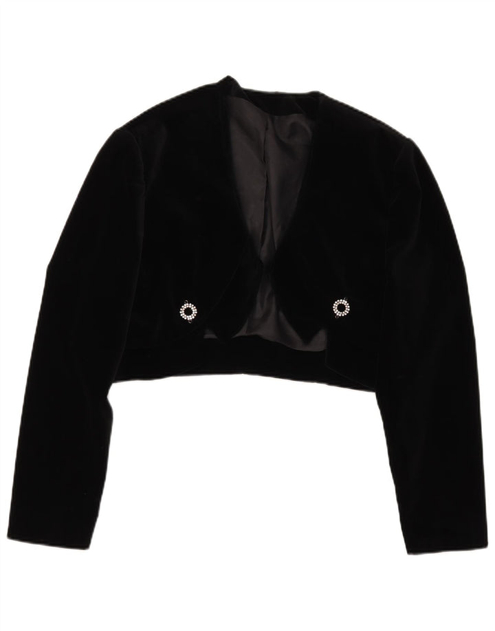 Vintage Mujer Bolero Chaqueta IT 48 XL Algodón Negro