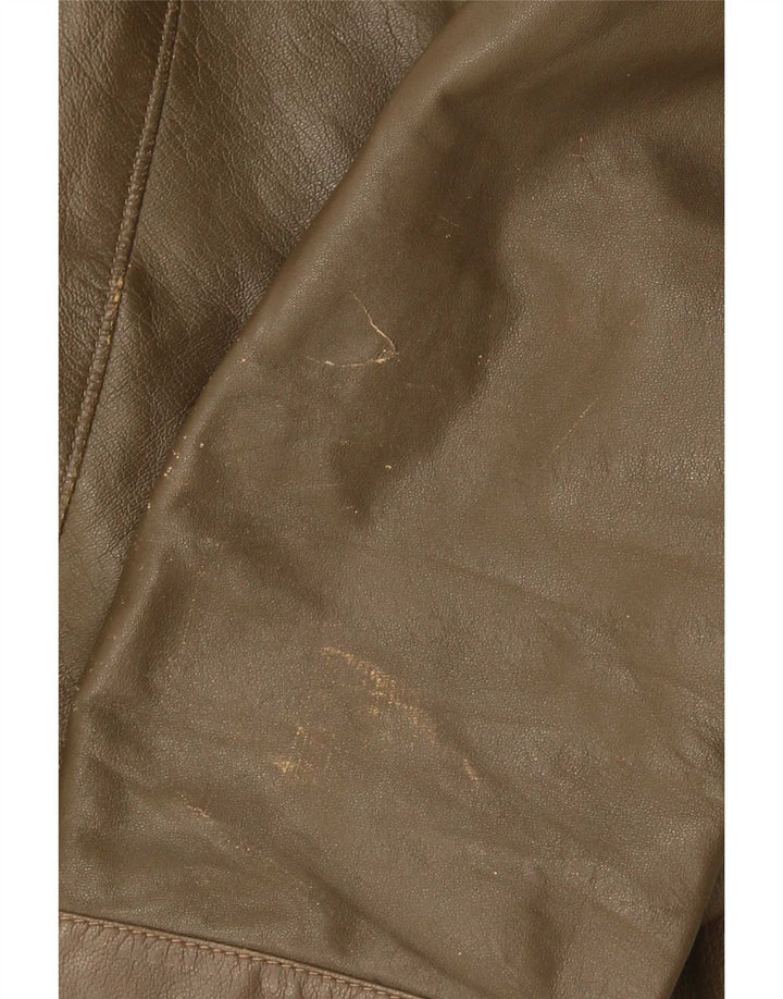 Vintage chaqueta de cuero para hombre Reino Unido 38 cuero caqui medio