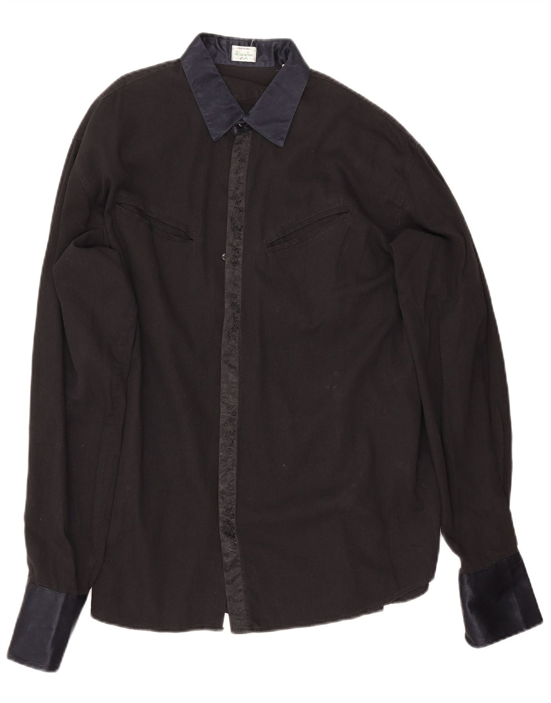 Camisa Benetton Hombre Grande Negro Algodón