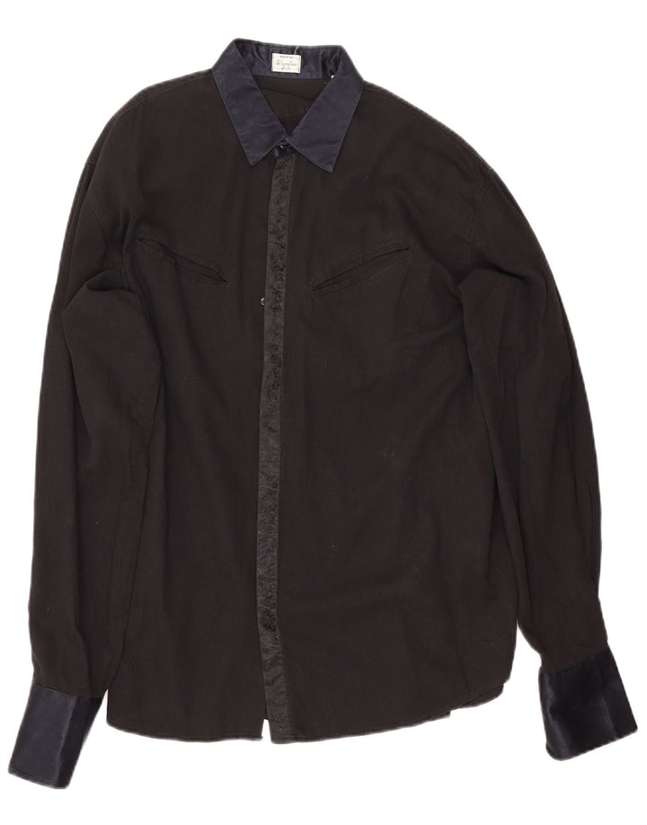 Camisa Benetton Hombre Grande Negro Algodón