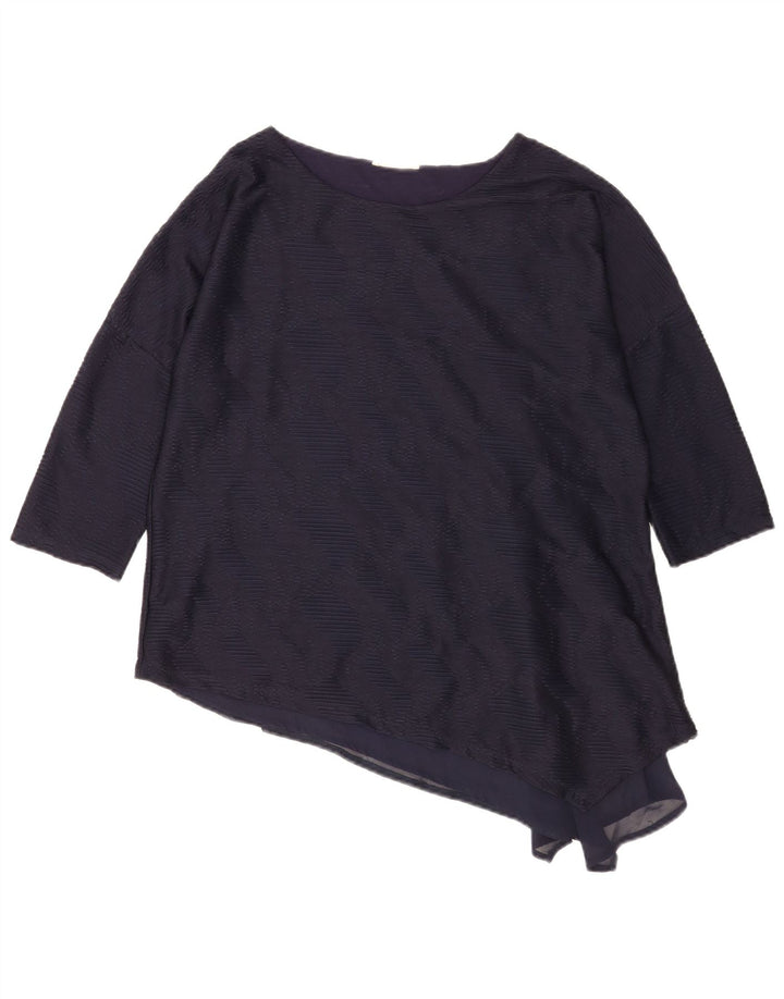 Phase Eight Blusa asimétrica de manga 3/4 para mujer UK 40 Azul marino mediano
