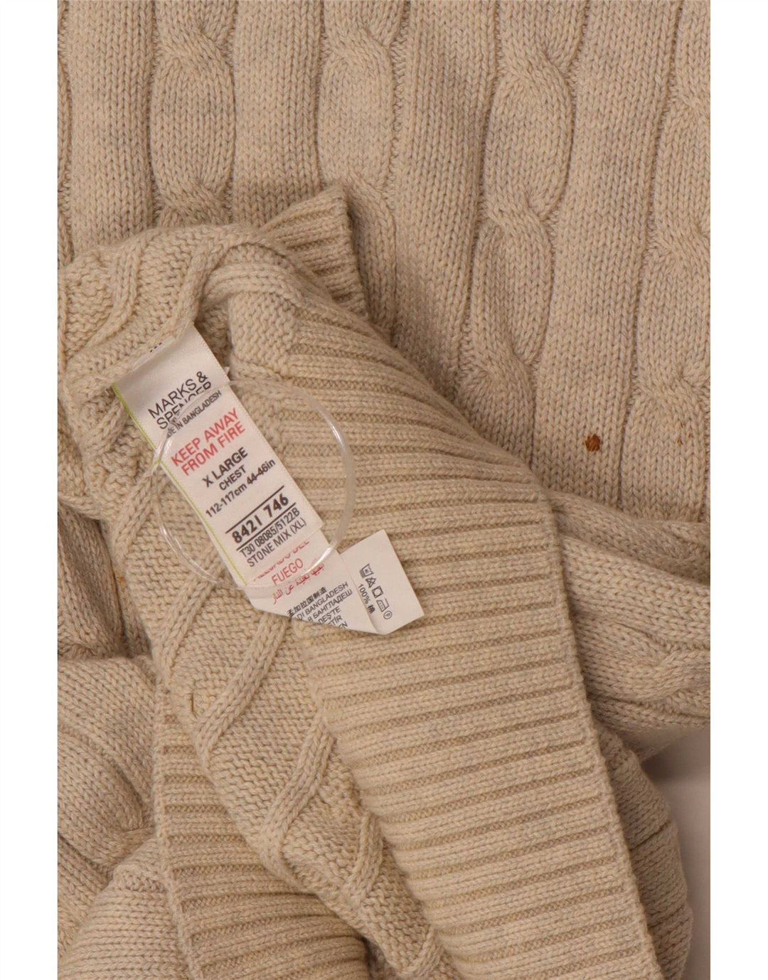 Marks & Spencer Jersey con Cuello Redondo para Hombre XL Beige