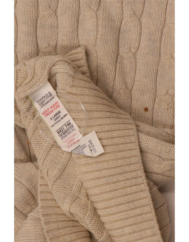 Marks & Spencer Jersey con Cuello Redondo para Hombre XL Beige