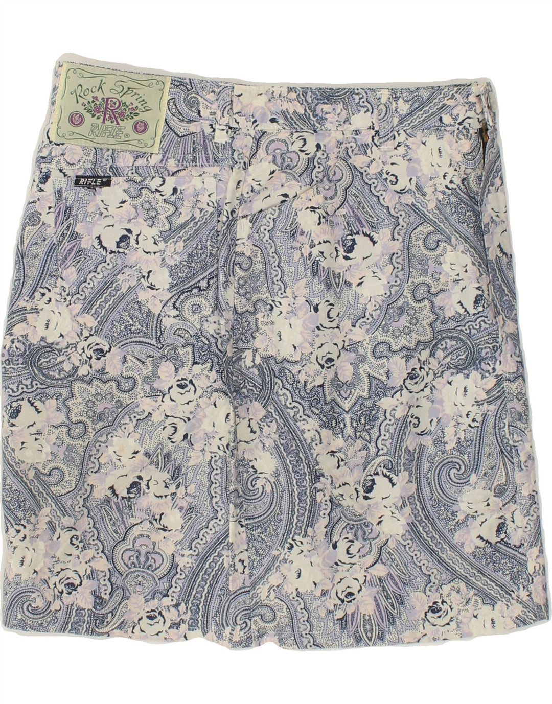 RIFLE Womens Mini Straight Skirt W30 Medium Grey Floral Cotton Vintage Rifle and Second-Hand Rifle from Messina Hembry 