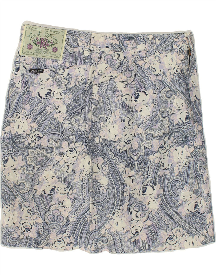 RIFLE Womens Mini Straight Skirt W30 Medium Grey Floral Cotton Vintage Rifle and Second-Hand Rifle from Messina Hembry 
