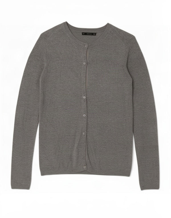 Zara Mujer Cárdigan Suéter UK 10 Small Gris Viscosa