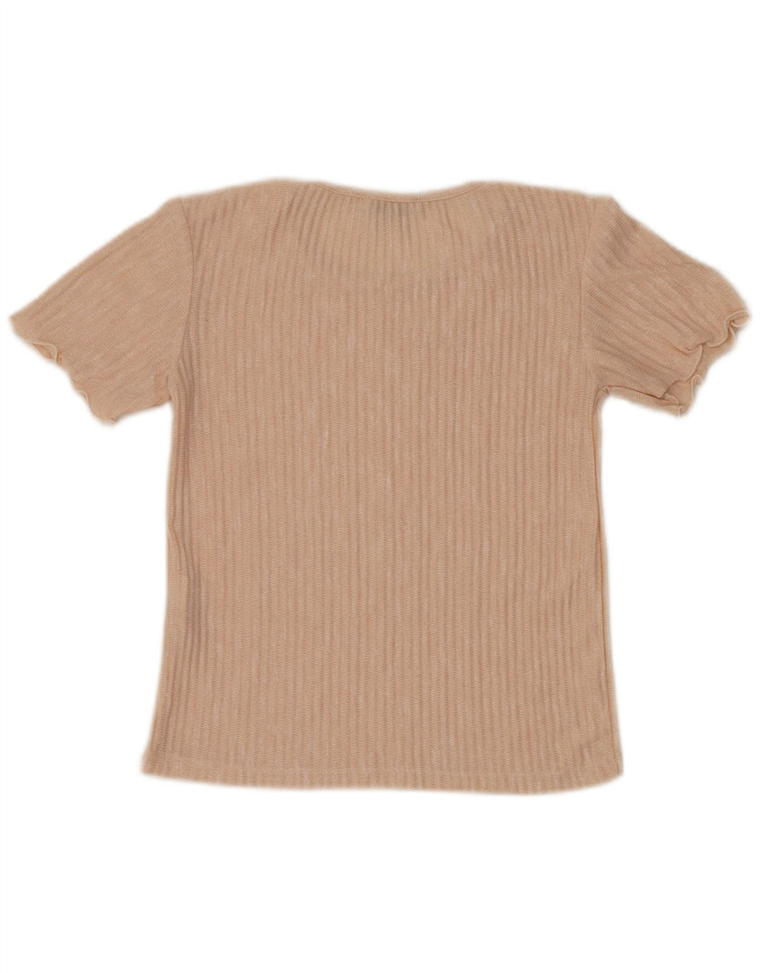 Zara Mujer Blusa Top UK 10 Small Beige Poliéster A Rayas
