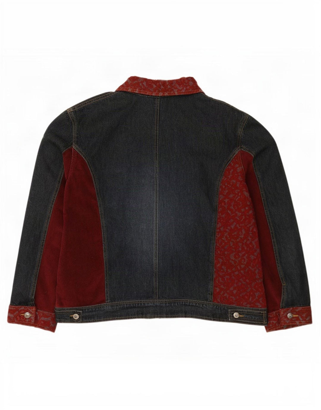 Vintage mujer chaqueta de mezclilla Reino Unido 18 XL azul patchwork algodón