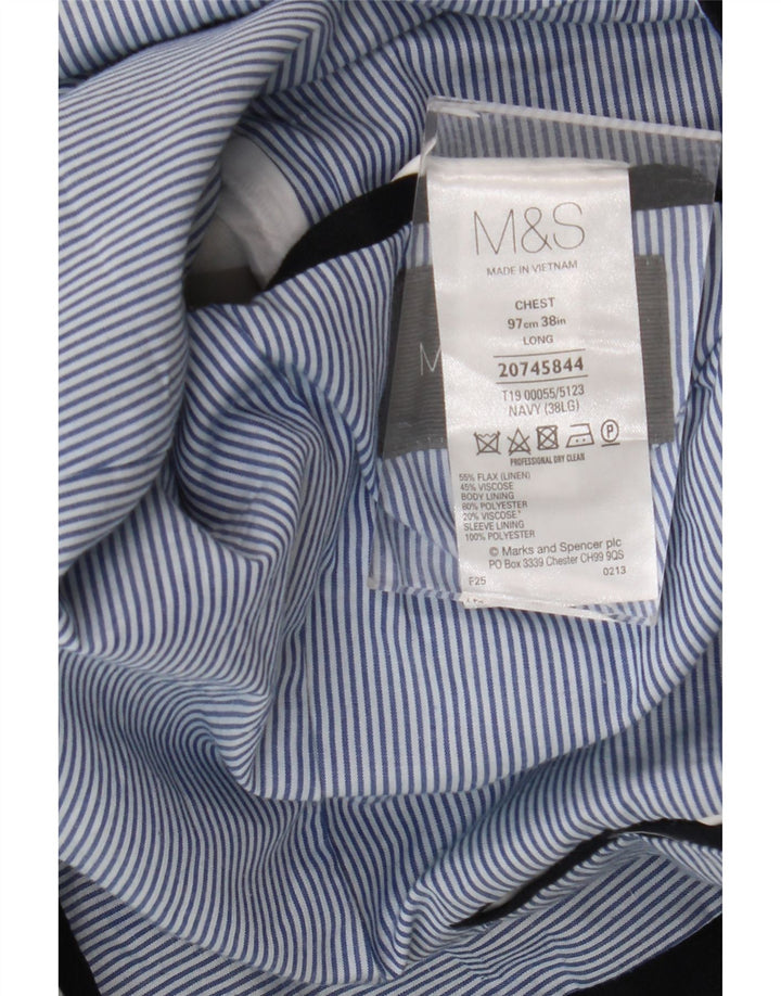 Marks & Spencer Chaqueta tipo blazer de 2 botones para hombre UK 38 Medium Navy Blue Linen
