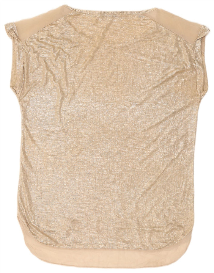 OASIS Blusa extragrande larga para mujer UK 10 Small Gold Poliéster