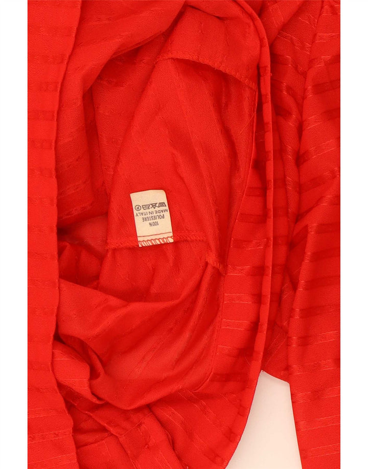 Vintage mujer crop camisa blusa US 5 pequeño poliéster a rayas rojas