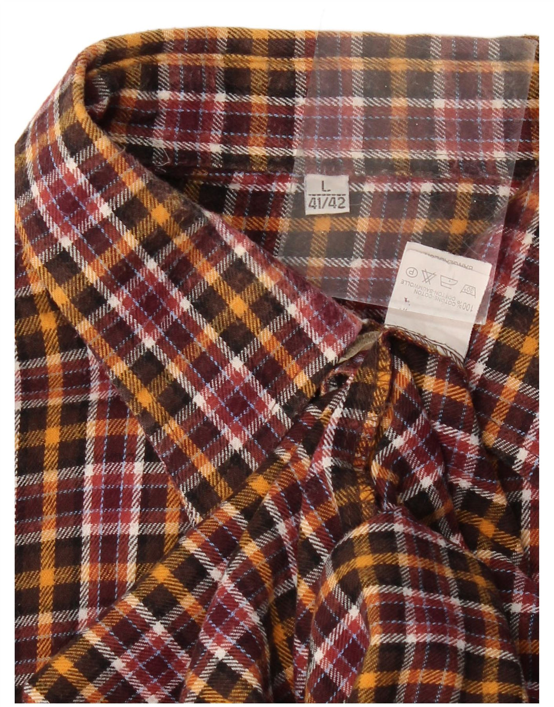 VINTAGE Camisa de franela para hombre Talla 41/42 Algodón a cuadros multicolor grande