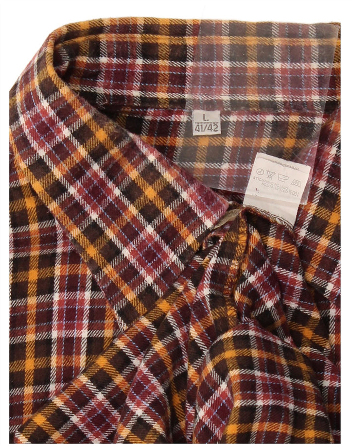 VINTAGE Camisa de franela para hombre Talla 41/42 Algodón a cuadros multicolor grande