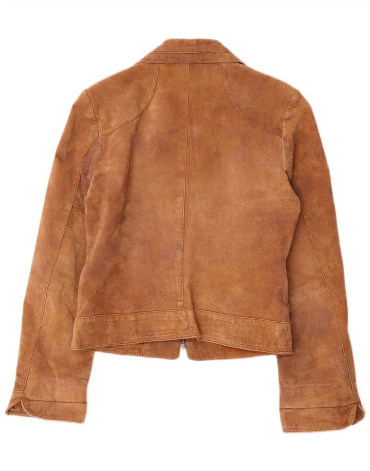 ENJOY Chaqueta de ante para mujer UK 10 Small Brown Leather