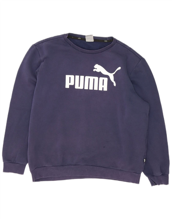 Puma Mens Graphic Sudadera Jumper Grande Azul Marino Algodón