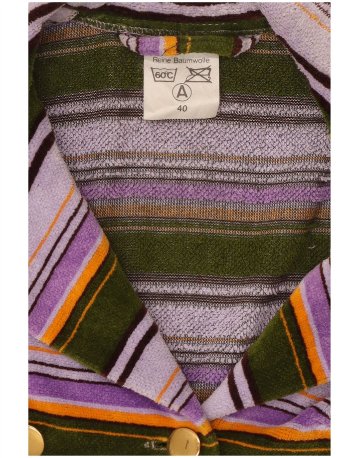 VINTAGE Mujer Terry Cloth Blazer Chaqueta EU 40 Medio Multicolor