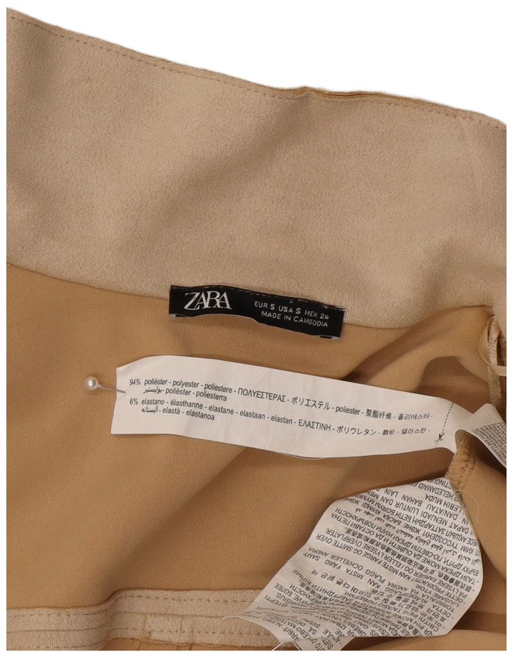 Zara Mujer Abrigo Abierto Extragrande Reino Unido 10 Pequeño Poliéster Beige