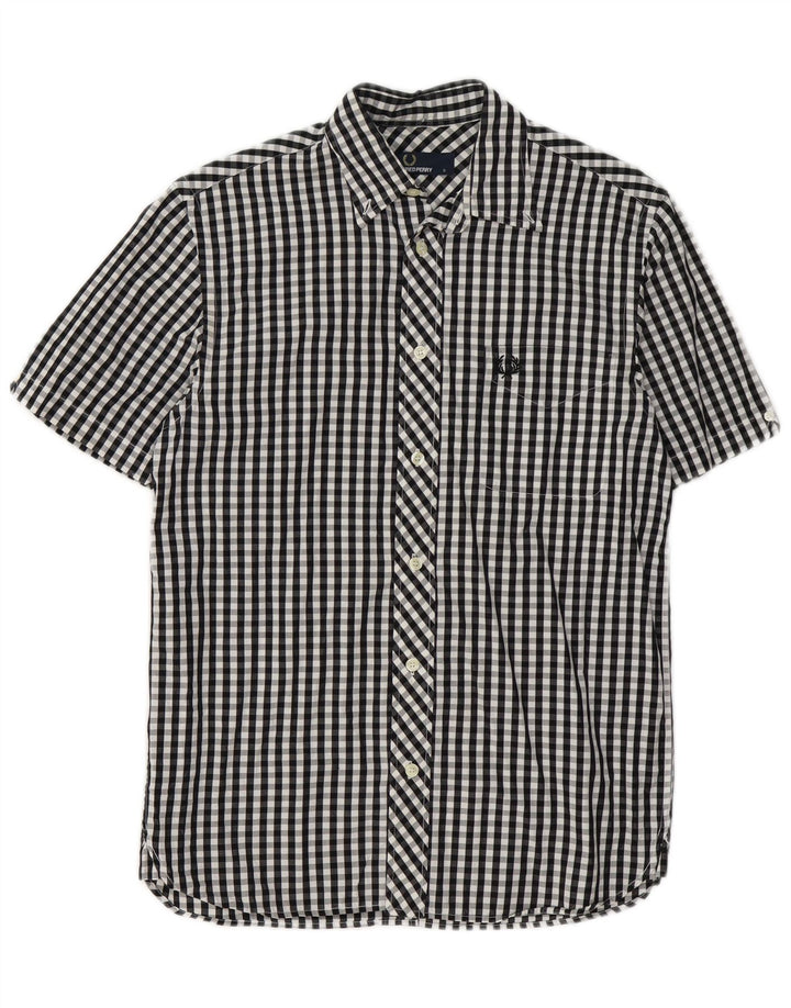 Fred Perry Camisa De Manga Corta Para Hombre Small Black Gingham Cotton