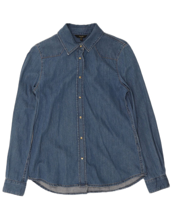 Massimo Dutti Camisa Vaquera Mujer UK 10 Small Azul