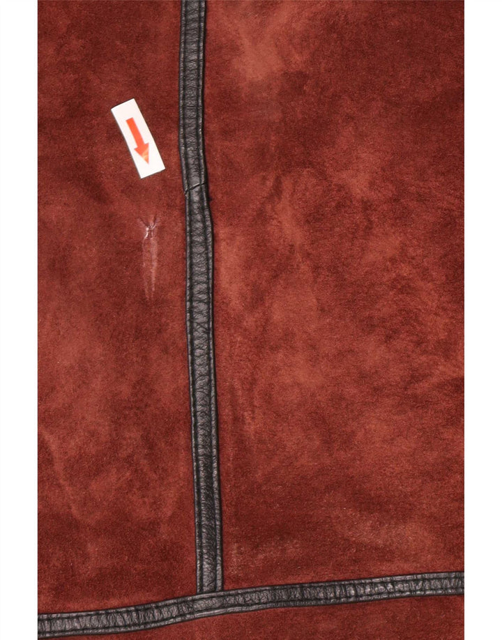 Vintage mujer suelta ajuste shearling abrigo Reino Unido 12 bloque de color marrón medio