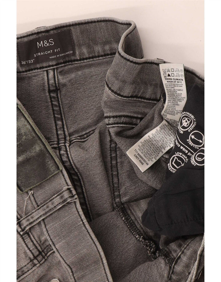 Marks & Spencer Vaqueros rectos para hombre W36 L33 Algodón gris