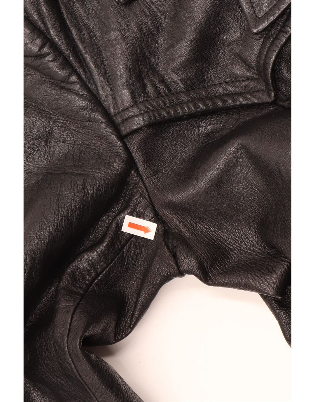 VINTAGE Abrigo de cuero para mujer Reino Unido 12 Cuero negro medio