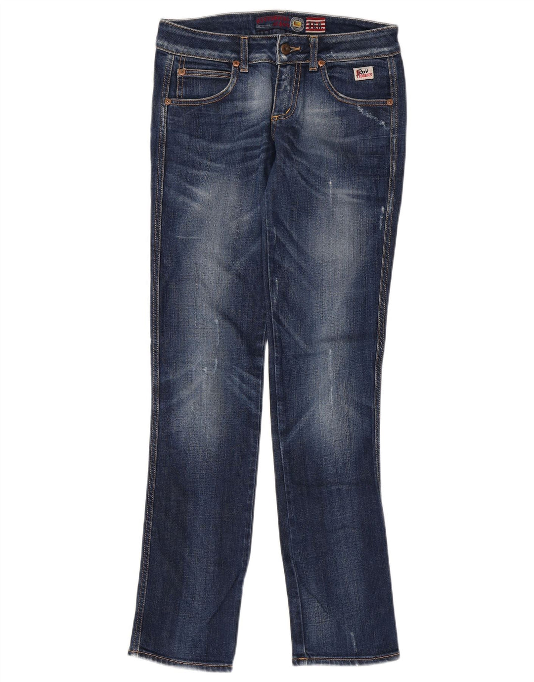 ROY ROGERS Vaqueros ajustados desgastados para mujer W27 L33 Algodón azul