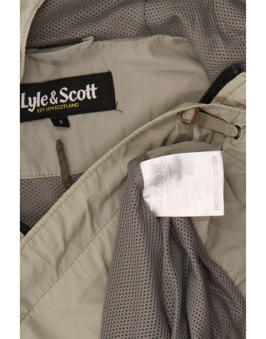 Lyle & Scott Chaqueta impermeable con capucha para hombre UK 36 Small Beige Nylon
