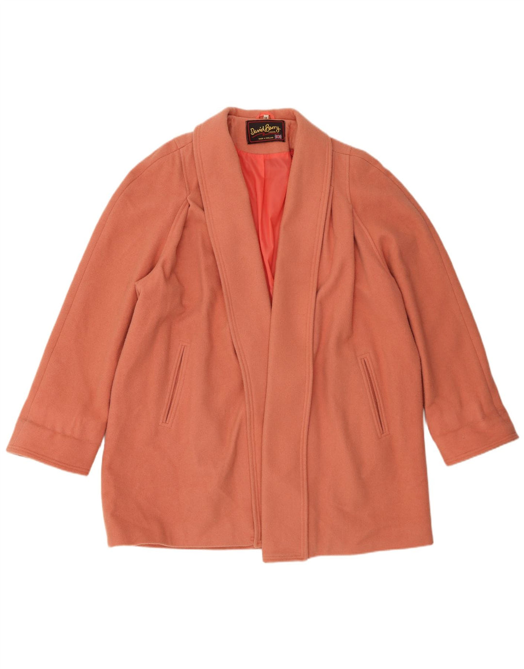 David Barry Abrigo abierto para mujer UK 18 XL Lana virgen rosa