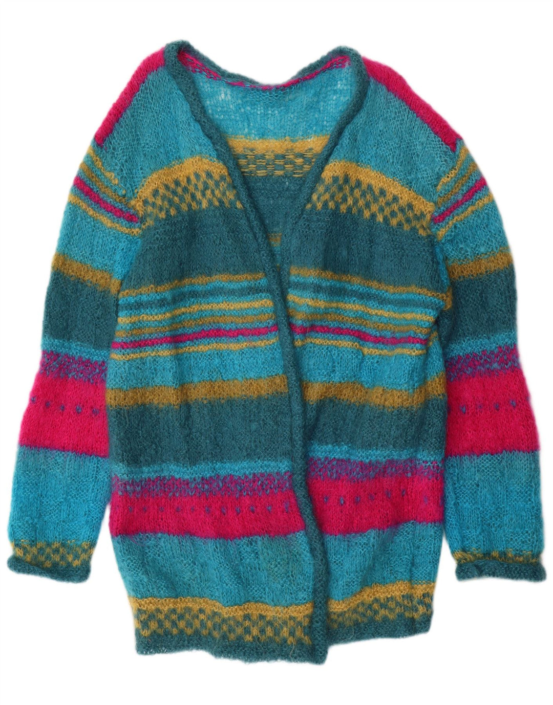 Vintage mujer longline cardigan suéter Reino Unido 14 medio multicolor