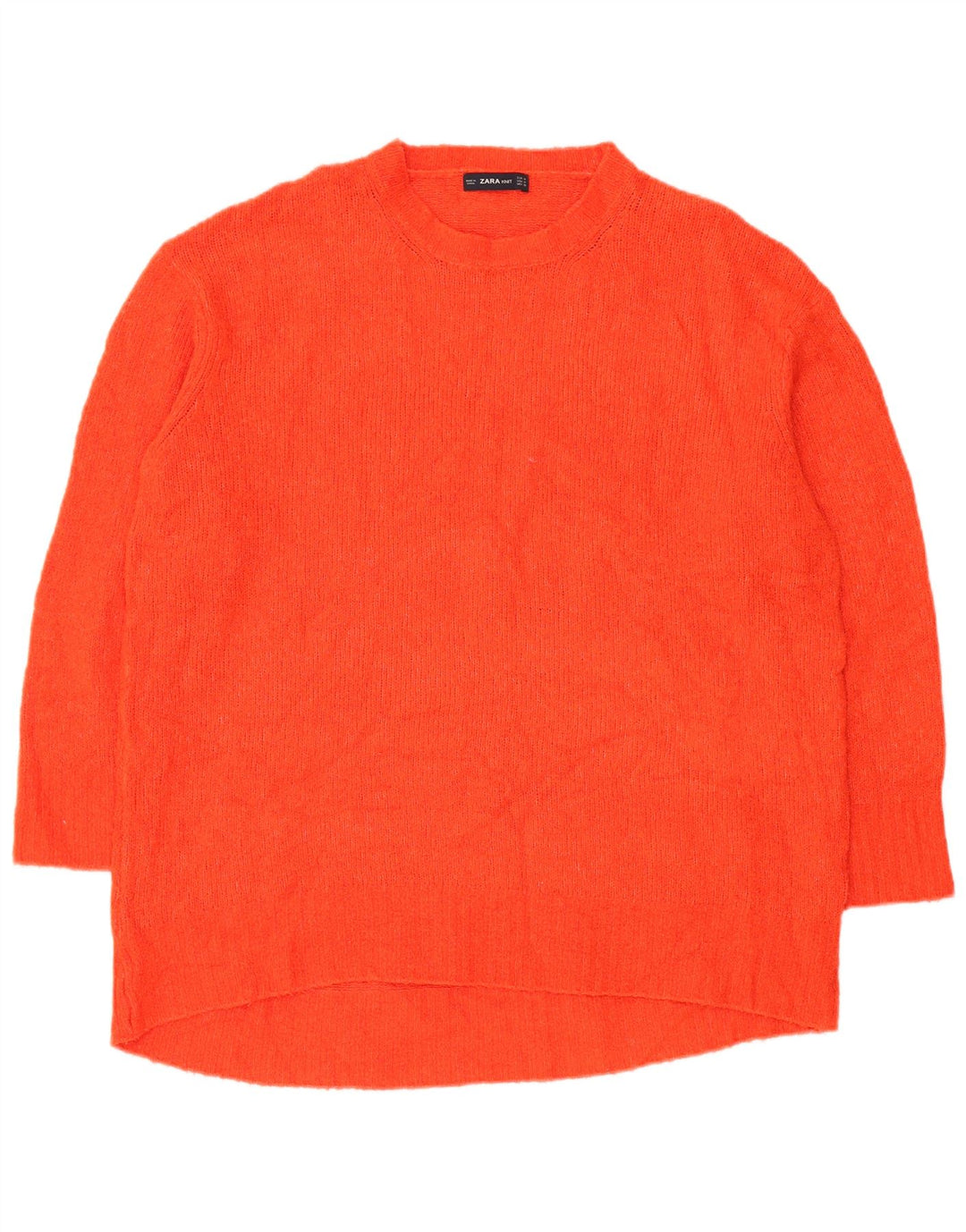 Zara Suéter Largo De Cuello Redondo De Gran Tamaño para Mujer UK 44 Medio Rojo