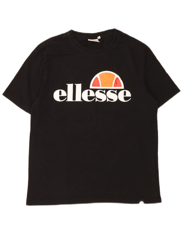 Ellesse - Camiseta gráfica para hombre, talla pequeña, algodón negro
