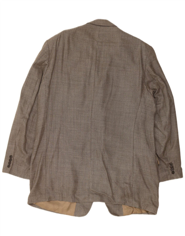 CALVIN KLEIN Chaqueta blazer de 3 botones para hombre Talla 46 XL Seda a cuadros gris