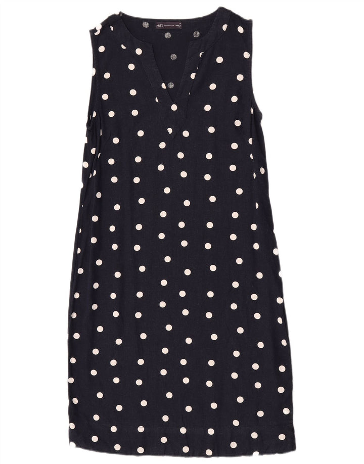 Marks & Spencer Vestido recto para mujer UK 8 Small Azul marino Lunares