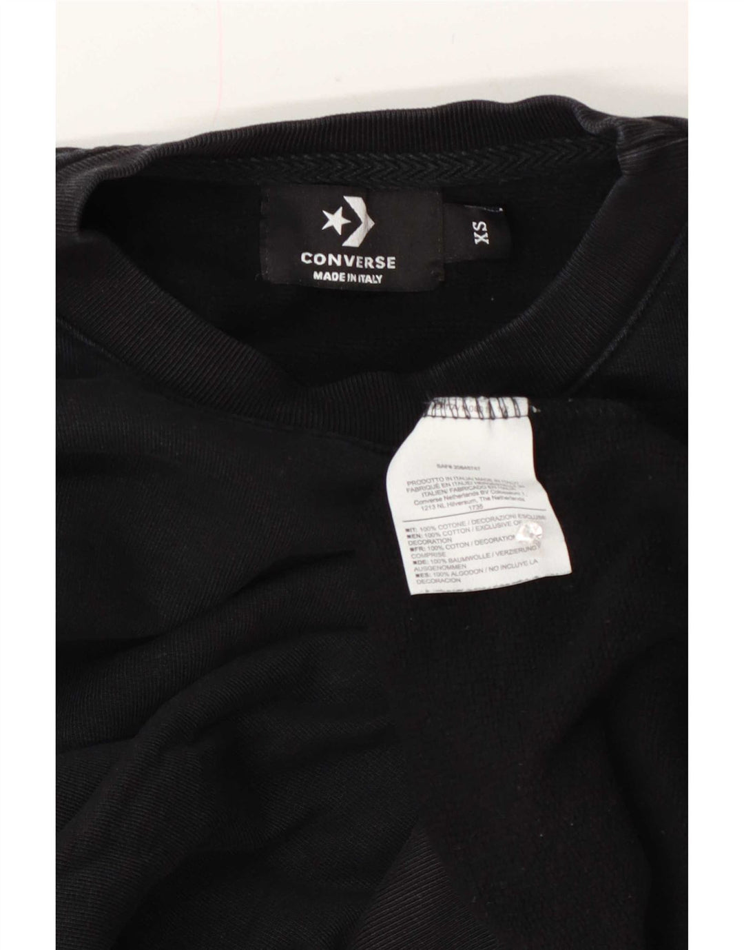 Converse - Sudadera extragrande para mujer, talla 6, XS, algodón negro
